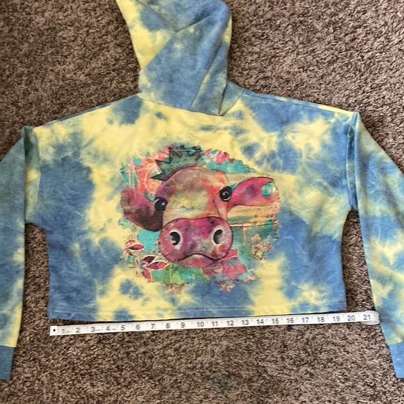 Owl/Cow cropped tie-the hoodie - Picture 4 of 9